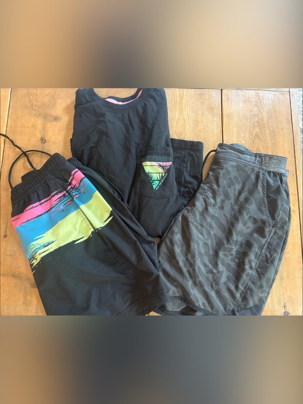 Chubbies Small Bundle - Black Graphic Pocket Tee & Shorts Set - Neon Accents